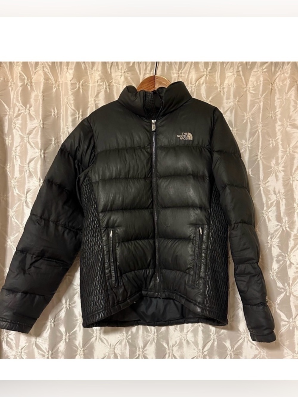 The North Fact Black Quilted 550 Goose Down Puffer Coat Jacket Winter Vintage